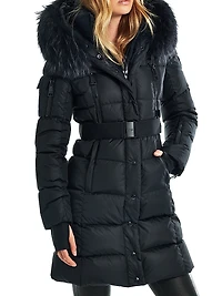 Infinity Shearling-Trimmed Hood Down Jacket