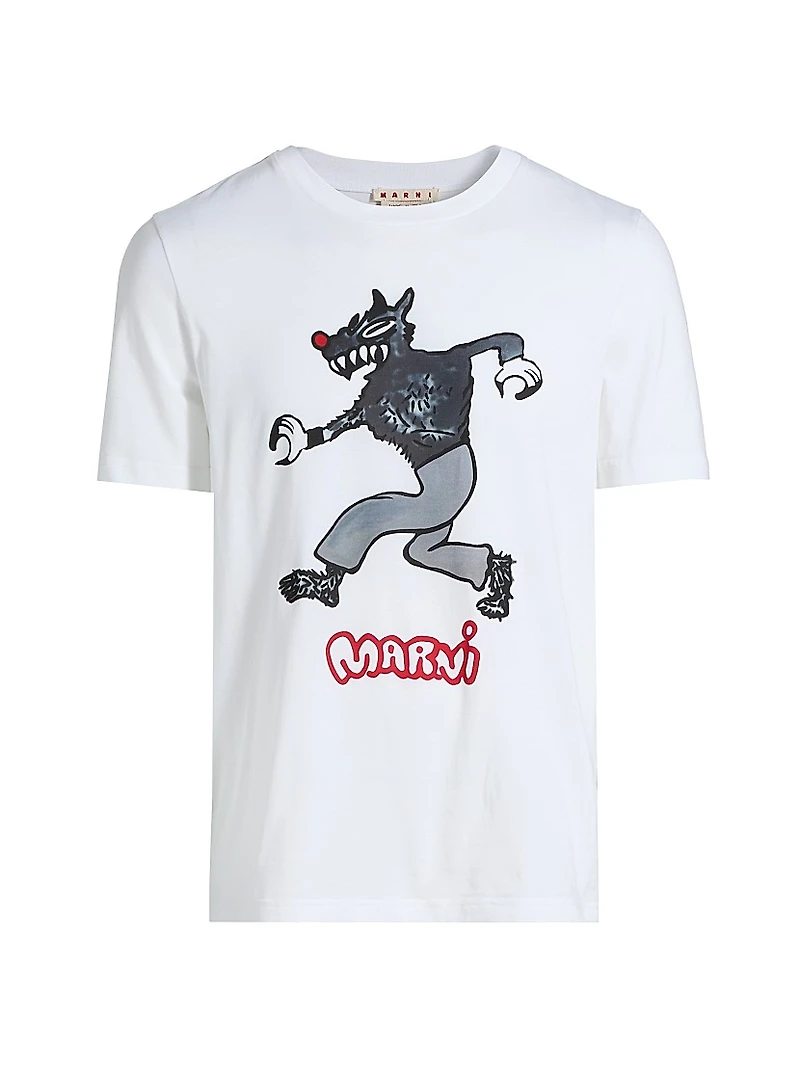 Wolf Print Cotton T-Shirt