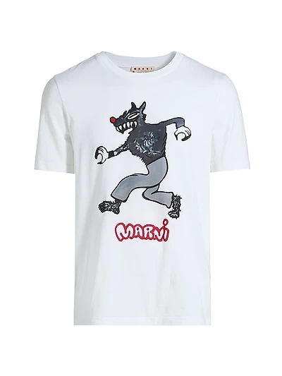 Wolf Print Cotton T-Shirt