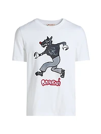 Wolf Print Cotton T-Shirt