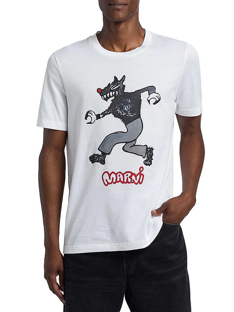 Wolf Print Cotton T-Shirt