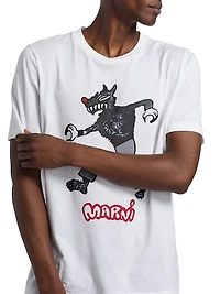 Wolf Print Cotton T-Shirt