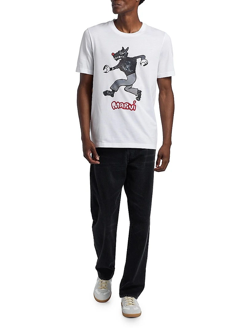 Wolf Print Cotton T-Shirt