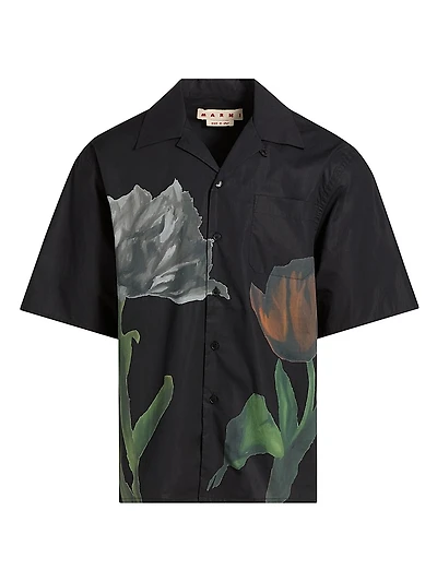 Tulip Cotton-Poplin Bowling Shirt