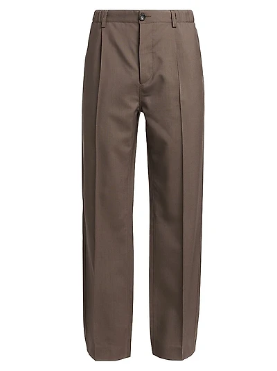 Tropical Wool Pleated Trousers