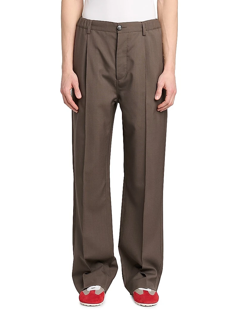 Tropical Wool Pleated Trousers