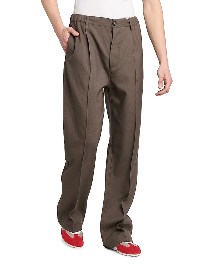 Tropical Wool Pleated Trousers