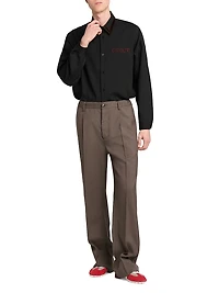 Tropical Wool Pleated Trousers