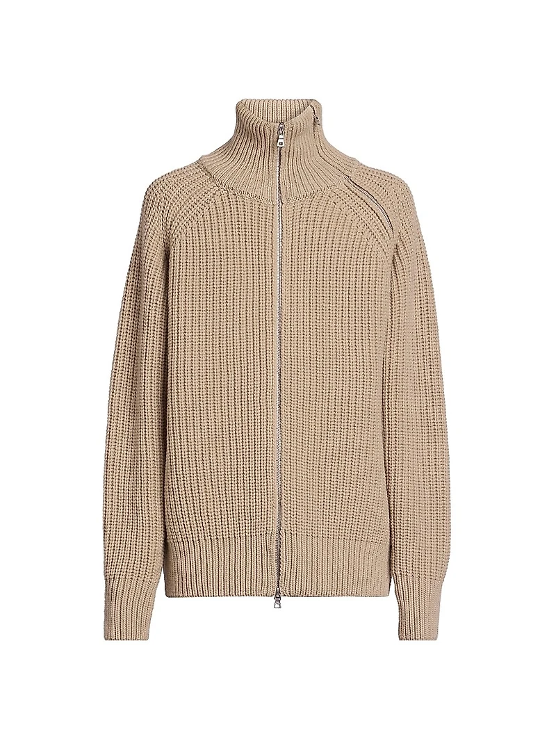 Monty Rib-Knit Wool Zip-Front Sweater