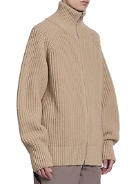 Monty Rib-Knit Wool Zip-Front Sweater