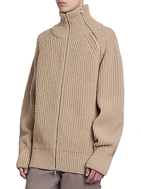 Monty Rib-Knit Wool Zip-Front Sweater
