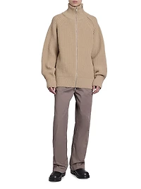 Monty Rib-Knit Wool Zip-Front Sweater