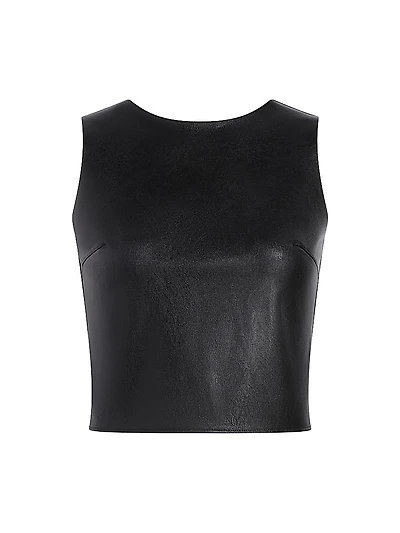 Stretch Faux Leather Shell top