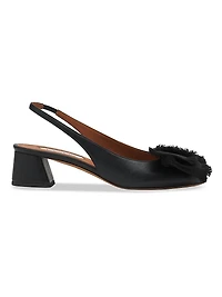Leather Heeled Slingback Ballerinas