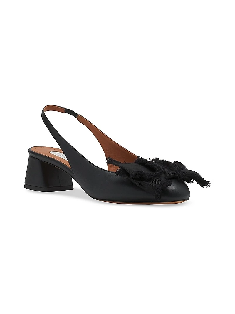 Leather Heeled Slingback Ballerinas