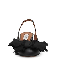 Leather Heeled Slingback Ballerinas