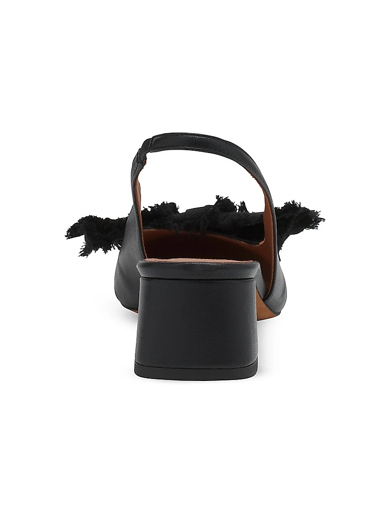 Leather Heeled Slingback Ballerinas