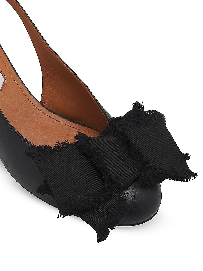 Leather Heeled Slingback Ballerinas