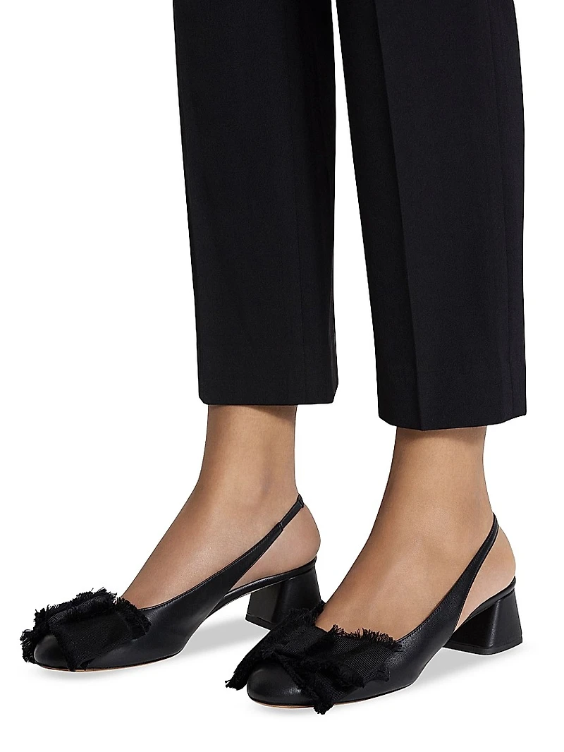 Leather Heeled Slingback Ballerinas