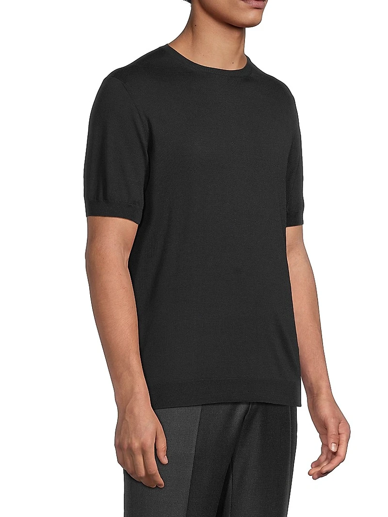 Silk-Cotton Short-Sleeve Sweater