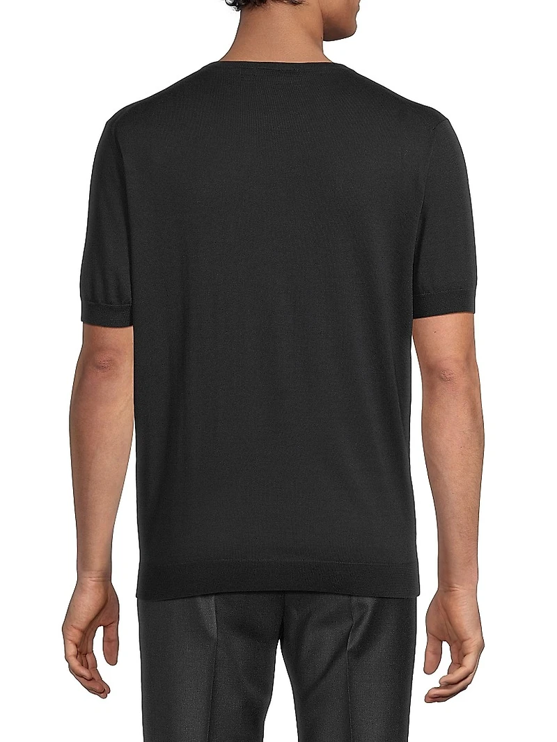 Silk-Cotton Short-Sleeve Sweater