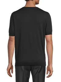 Silk-Cotton Short-Sleeve Sweater