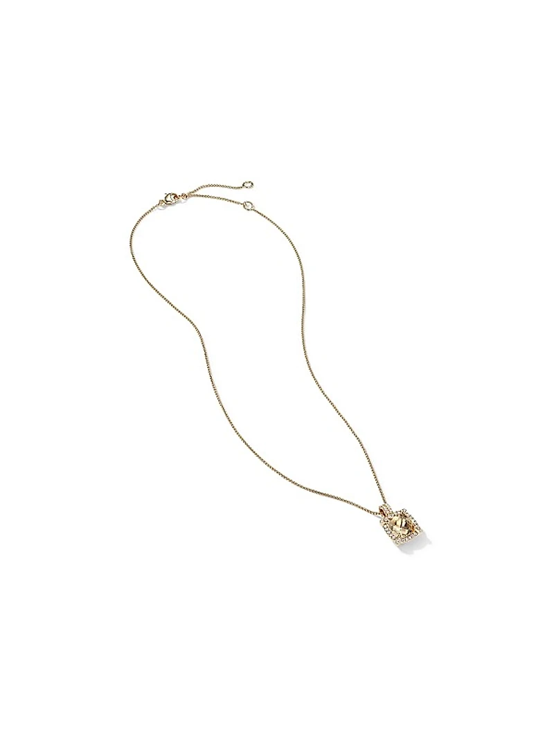 Chatelaine Pavé Bezel Pendant Necklace in 18K Yellow Gold