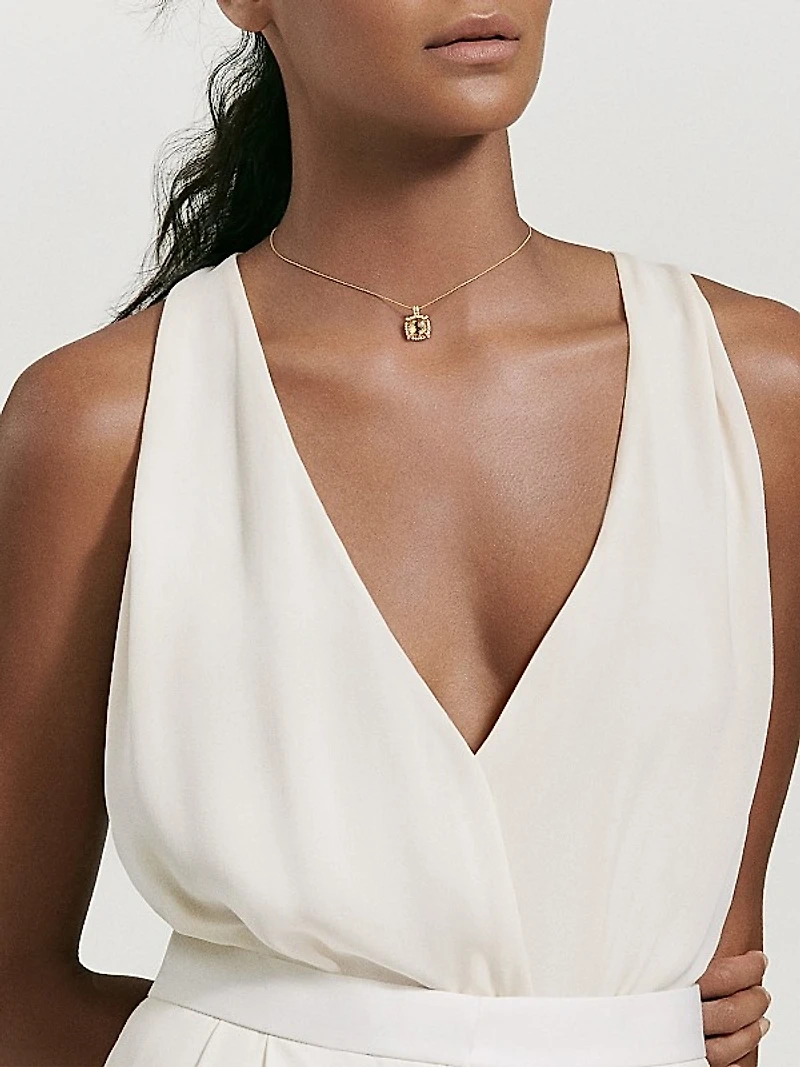 Chatelaine Pavé Bezel Pendant Necklace in 18K Yellow Gold