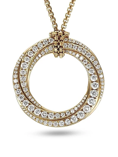 Pavé Crossover Pendant Necklace in 18K Yellow Gold with Diamonds