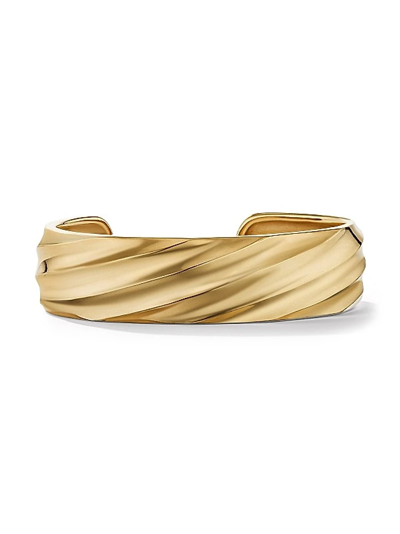 Cable Edge Cuff Bracelet In 18K Yellow Gold