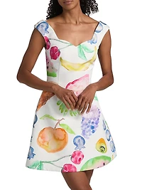 Halo Fruit Cotton-Blend A-Line Minidress