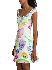 Halo Fruit Cotton-Blend A-Line Minidress