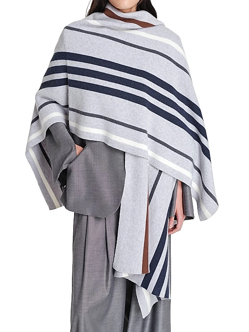 Striped Cashmere Poncho