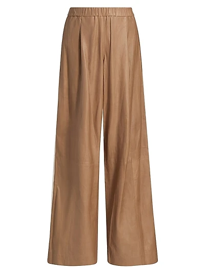 Eva Tux Leather Wide-Leg Pants