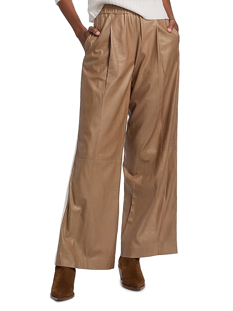 Eva Tux Leather Wide-Leg Pants