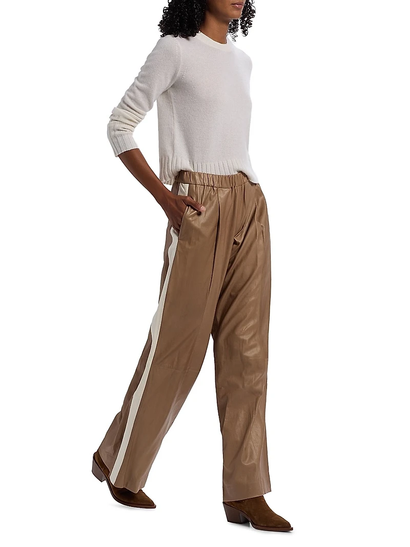 Eva Tux Leather Wide-Leg Pants