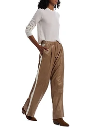 Eva Tux Leather Wide-Leg Pants