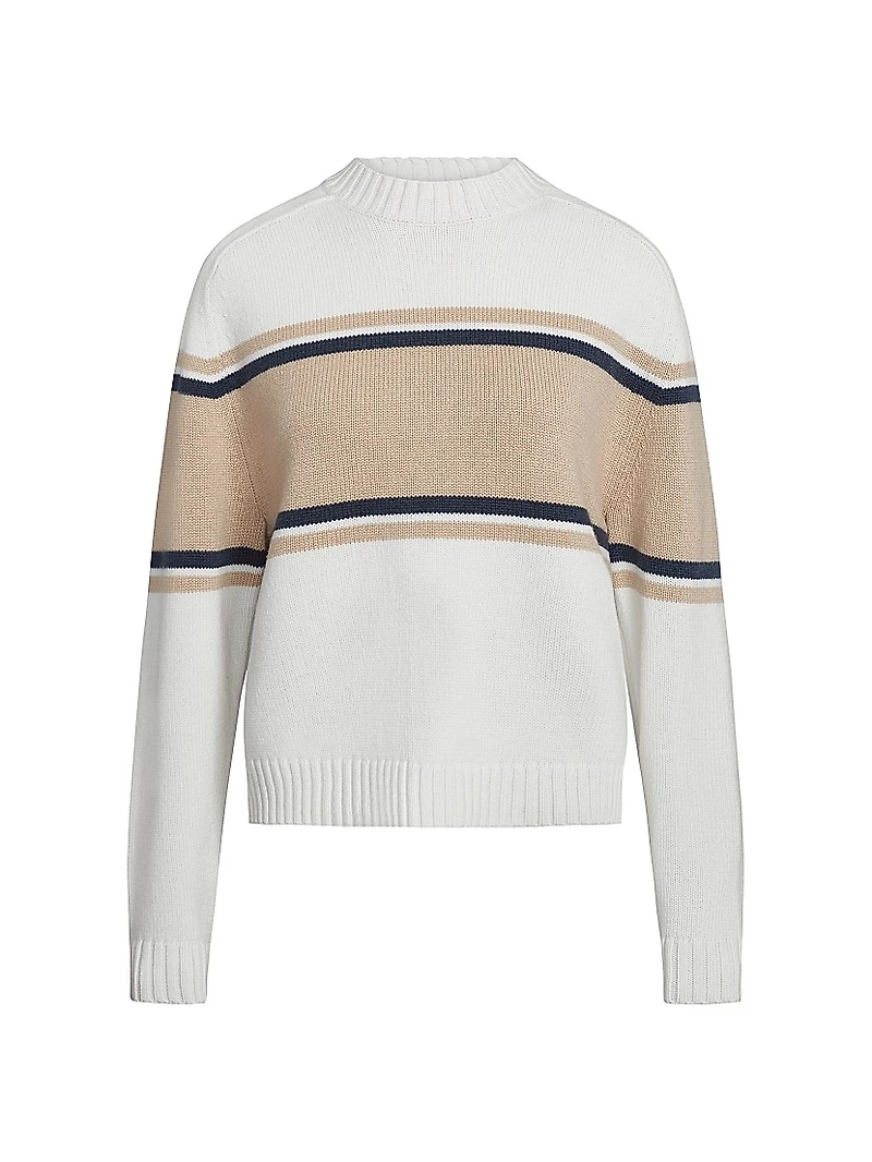New Saddle Striped Cashmere Crewneck Sweater