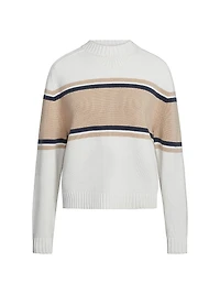 New Saddle Striped Cashmere Crewneck Sweater