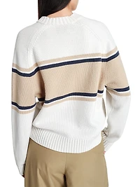New Saddle Striped Cashmere Crewneck Sweater