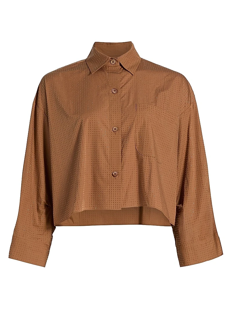 Next Ex Rhinestone Crop Button-Front Shirt