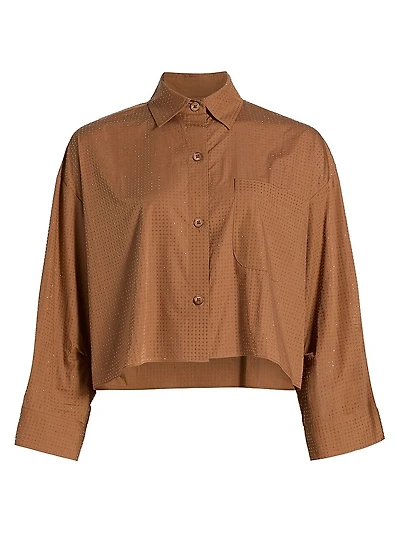 Next Ex Rhinestone Crop Button-Front Shirt