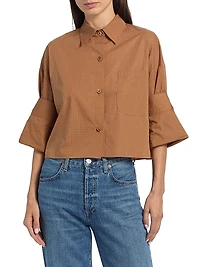 Next Ex Rhinestone Crop Button-Front Shirt