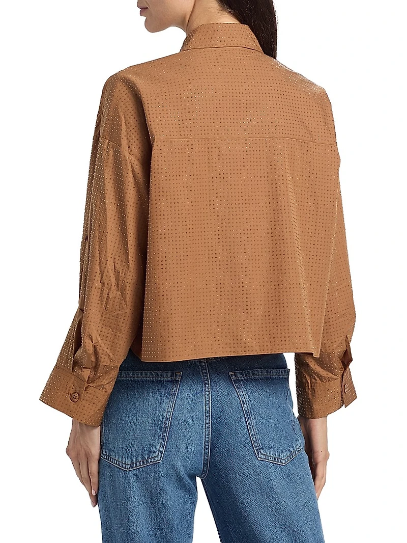 Next Ex Rhinestone Crop Button-Front Shirt