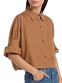 Next Ex Rhinestone Crop Button-Front Shirt