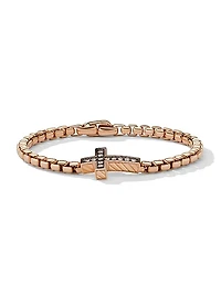 Pavé Cross Bracelet in 18K Rose Gold