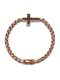 Pavé Cross Bracelet in 18K Rose Gold