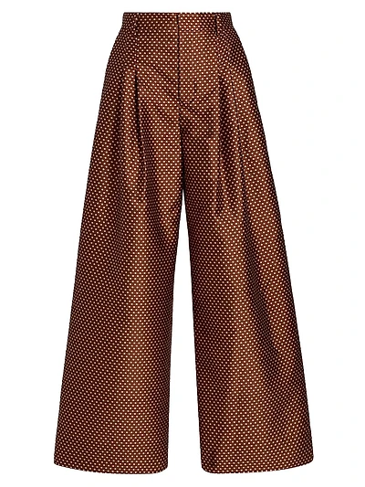Polka Dot Pleated Wide-Leg Pants