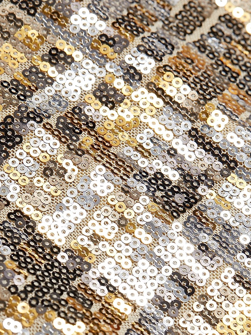 Bauhaus Mesh Sequin Turtleneck Maxi Dress