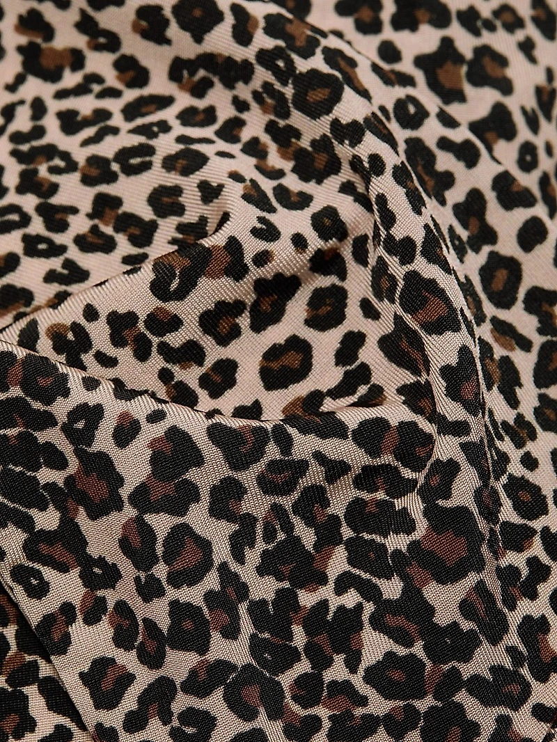 Leopard Jersey Mock-Turtleneck Top